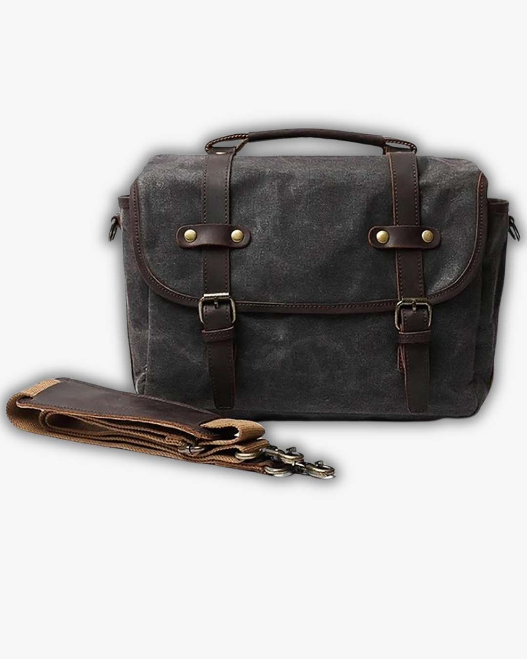 Vintage Laptop & Camera Messenger Bag – Waterproof Leather & Canvas, DSLR Ready