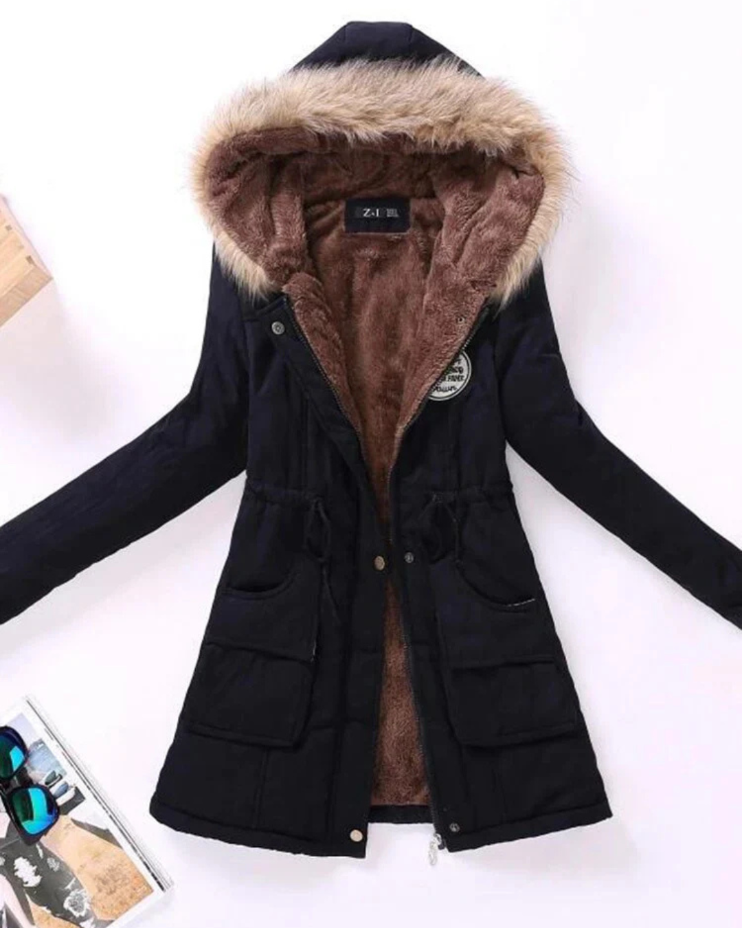 Elizabeth | Women's Parka Jacket Fleece Lined with Faux Fur Hood