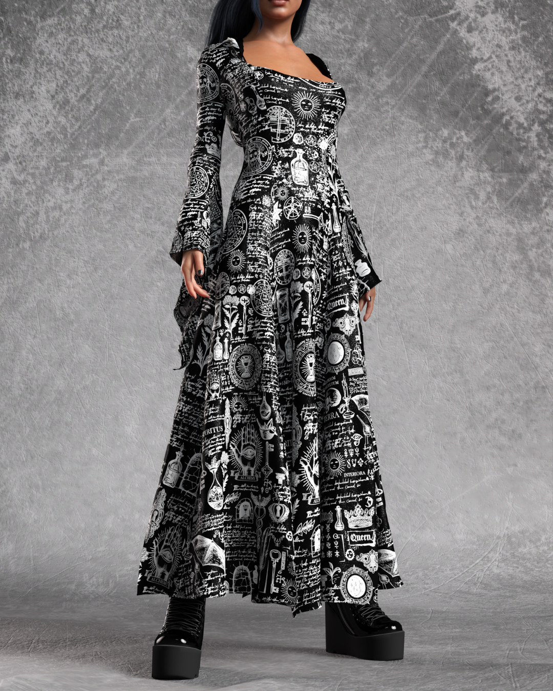 Evangeline | Women's Ocult Witcher Halloween Long Dress