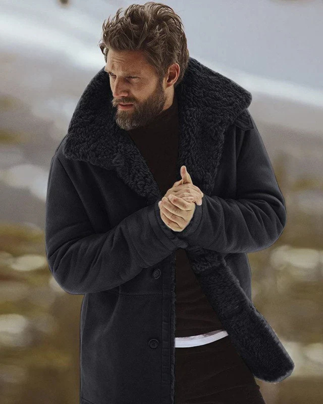 Renz | Men's Parka Jacket Relaxed Fit Faux Shearling Lined