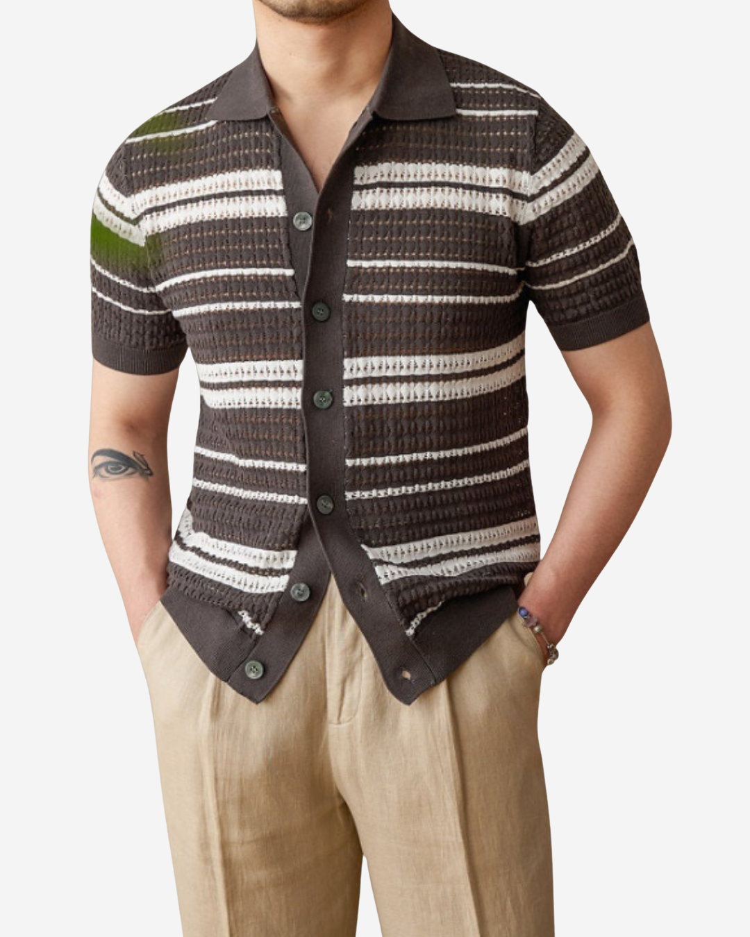 Benedict | Men's Striped Cardigan Polo Shirt