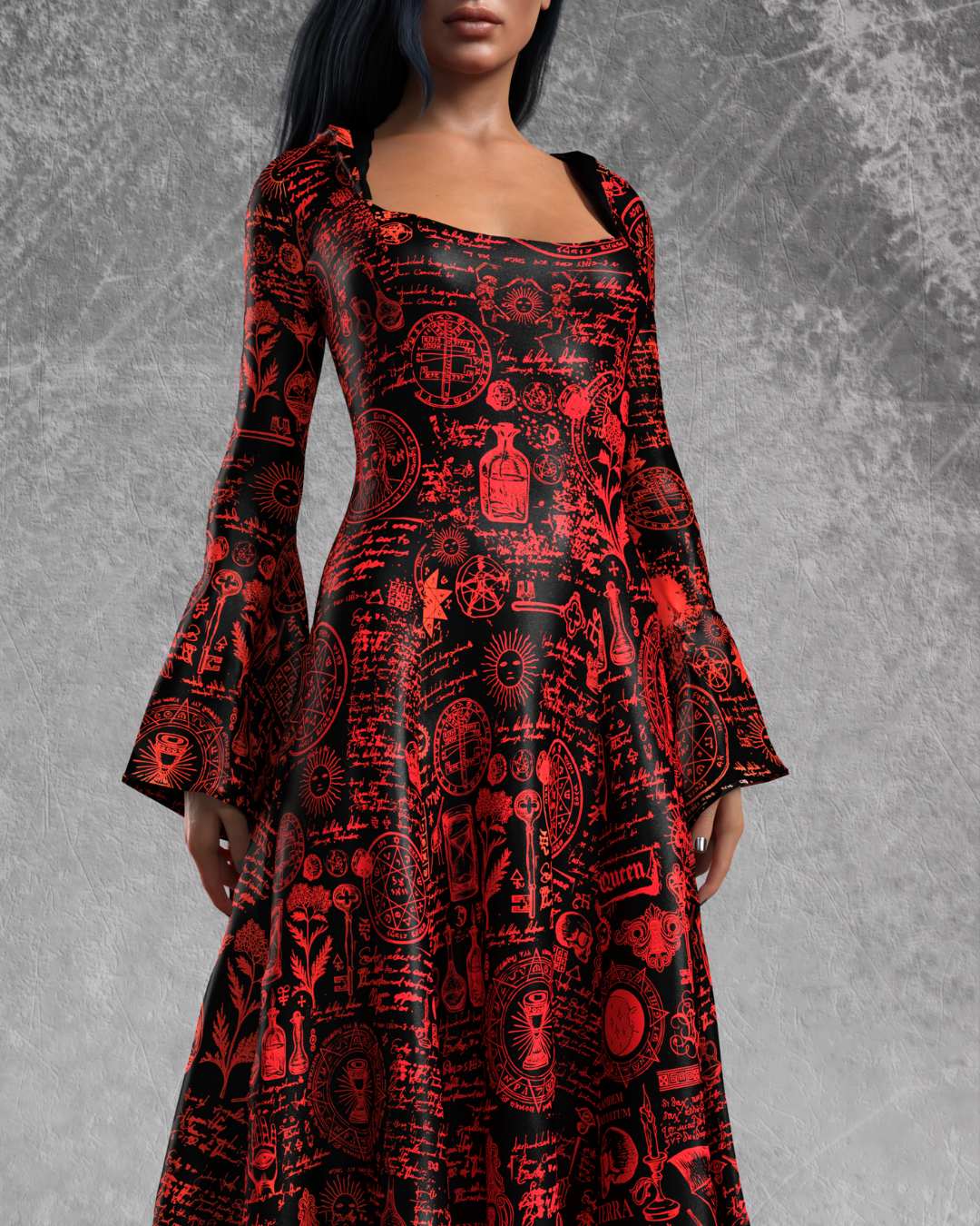 Nirvana | Women's Vampiric Ocult Witcher Halloween Long Dress