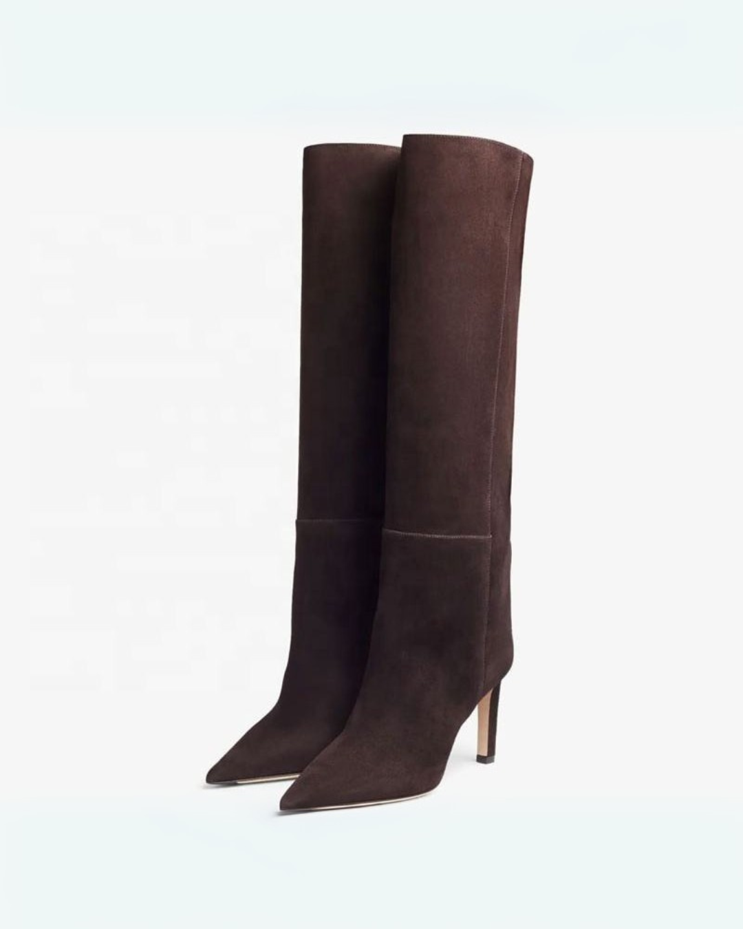Selena | Women's Knee High Winter Boots Suede &amp; Leather Pointed Toe Stiletto