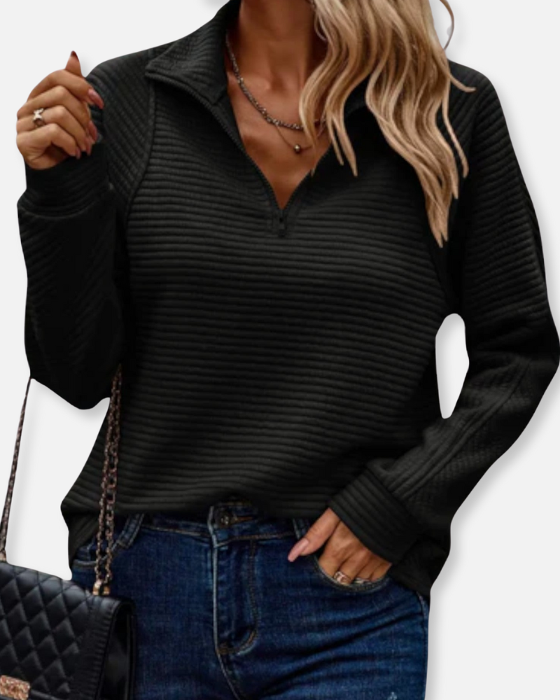 Lennox Ribbed Half-Zip Pullover – Effortless Comfort with a Touch of Sophistication