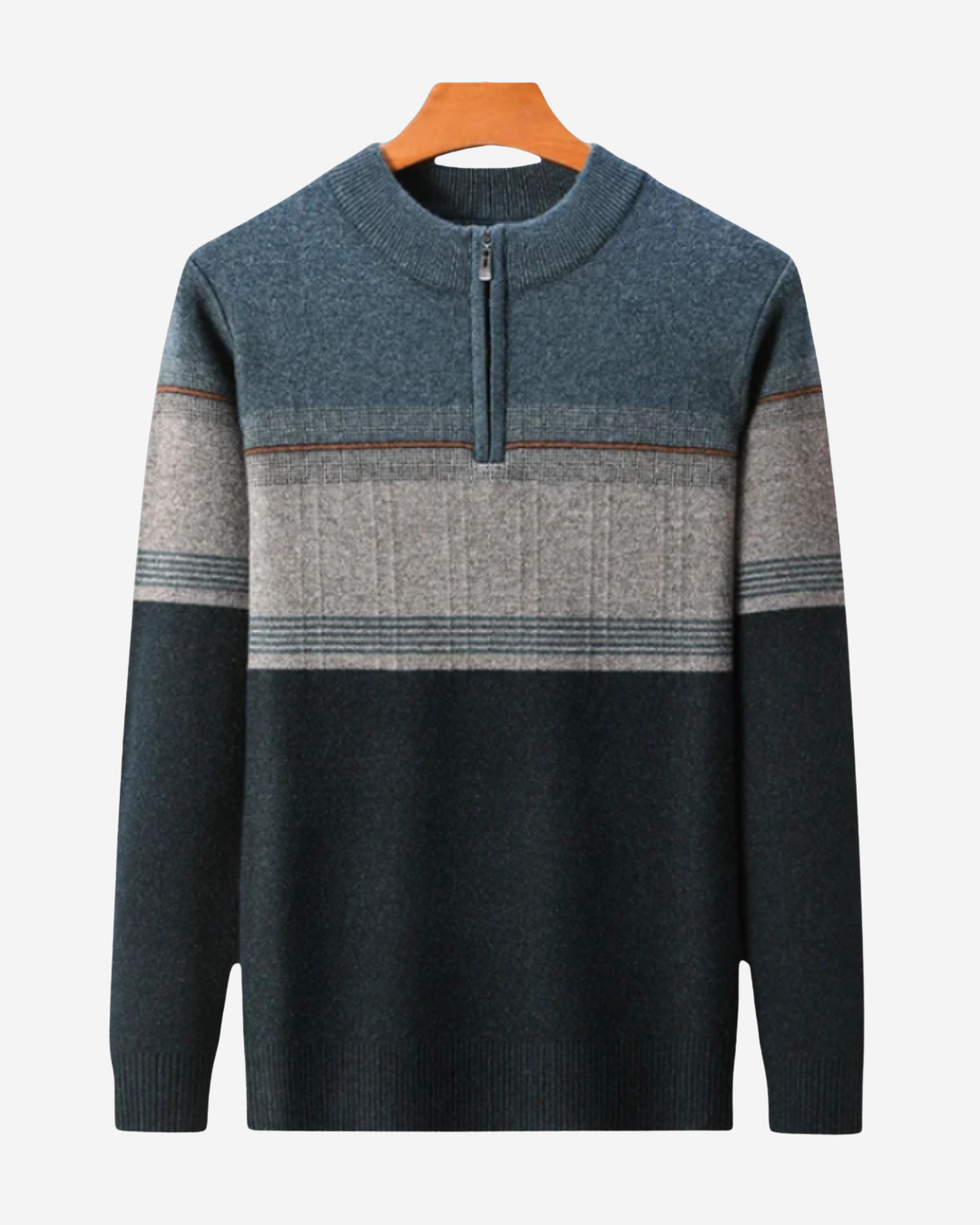 Kristan | Men's Striped Polo Zip Jumper