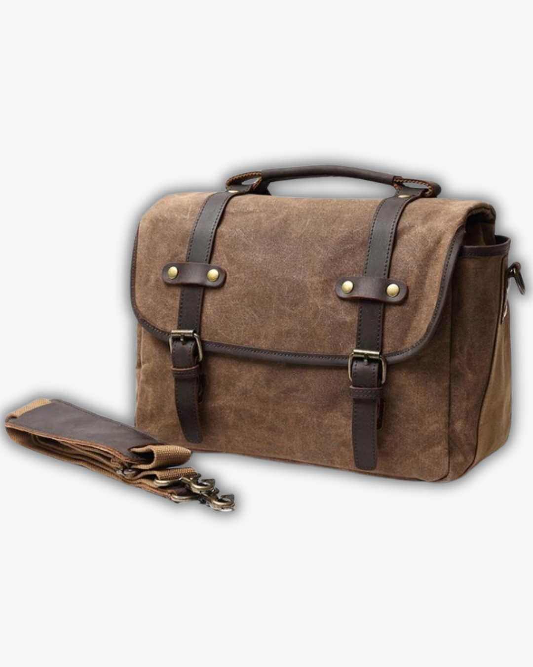 Vintage Laptop & Camera Messenger Bag – Waterproof Leather & Canvas, DSLR Ready