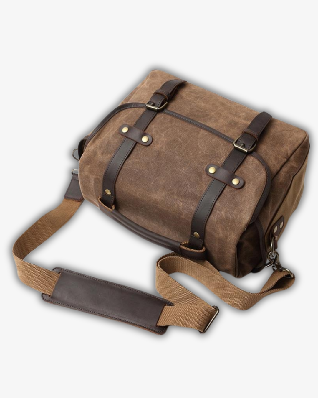 Vintage Laptop & Camera Messenger Bag – Waterproof Leather & Canvas, DSLR Ready