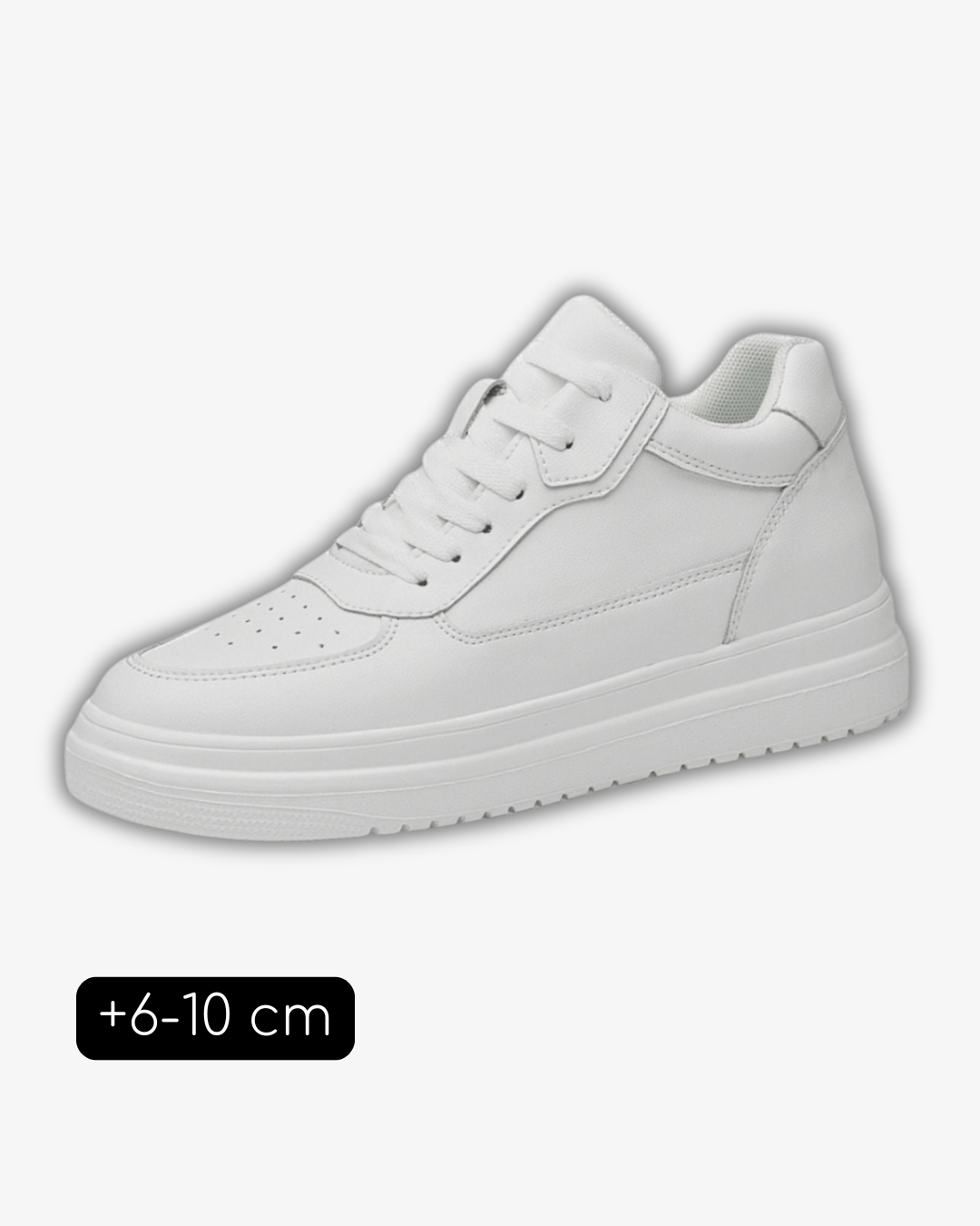 Prince Charming White Casual Sneakers | +6-10cm Height Boost & Effortless Elegance