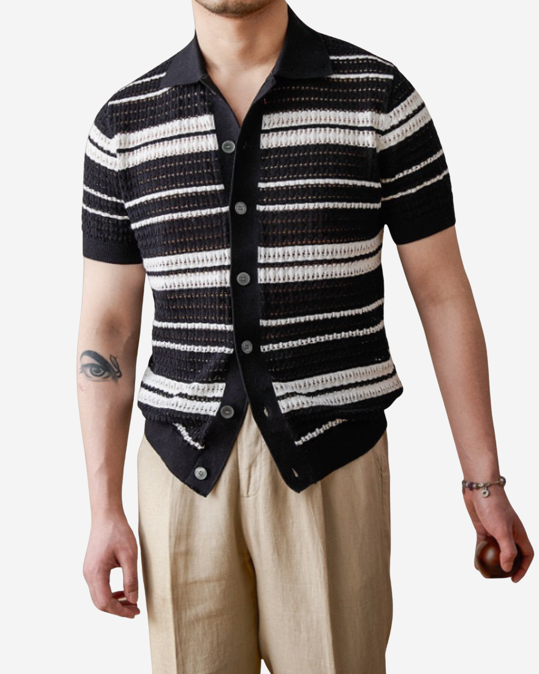 Benedict | Men's Striped Cardigan Polo Shirt
