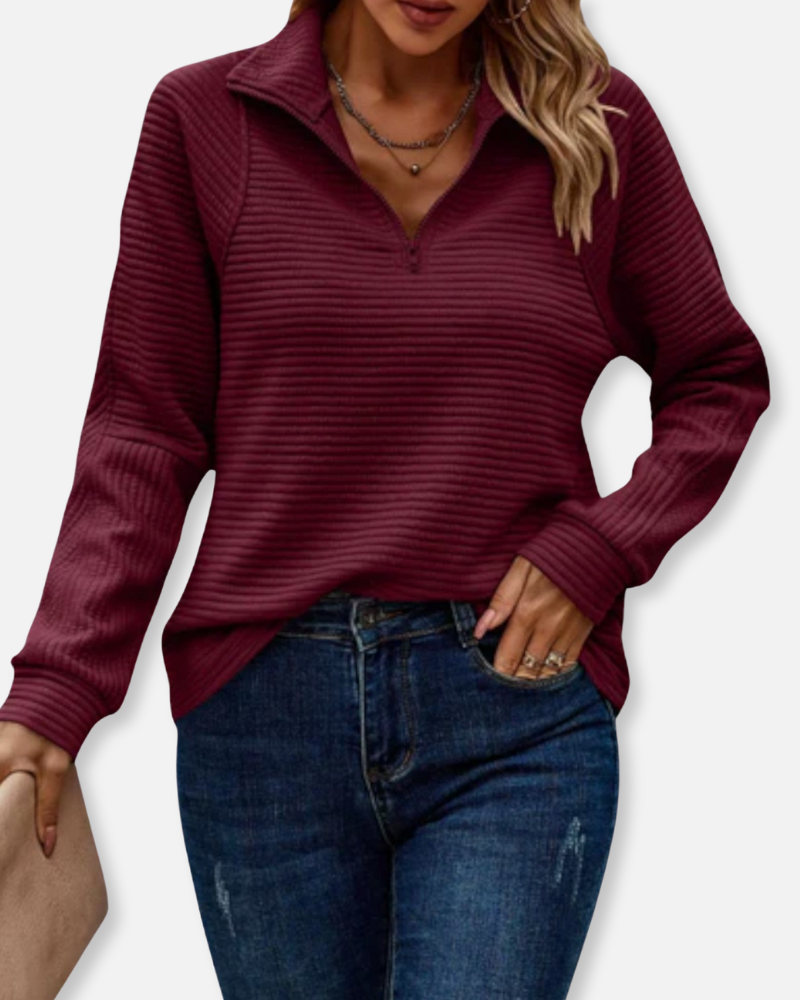 Lennox Ribbed Half-Zip Pullover – Effortless Comfort with a Touch of Sophistication