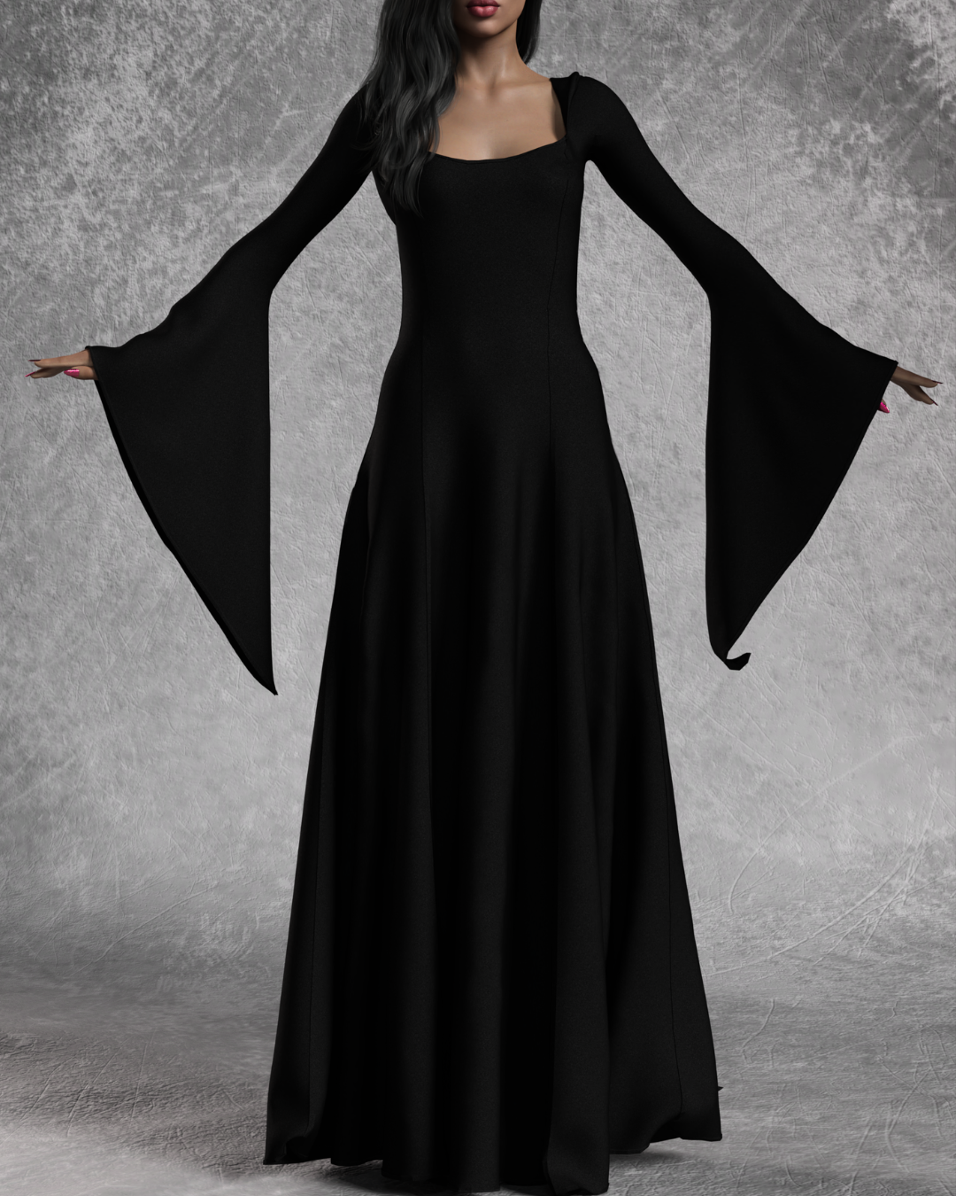 Isadhora | Women's Just Black Witcher Halloween Long Dress