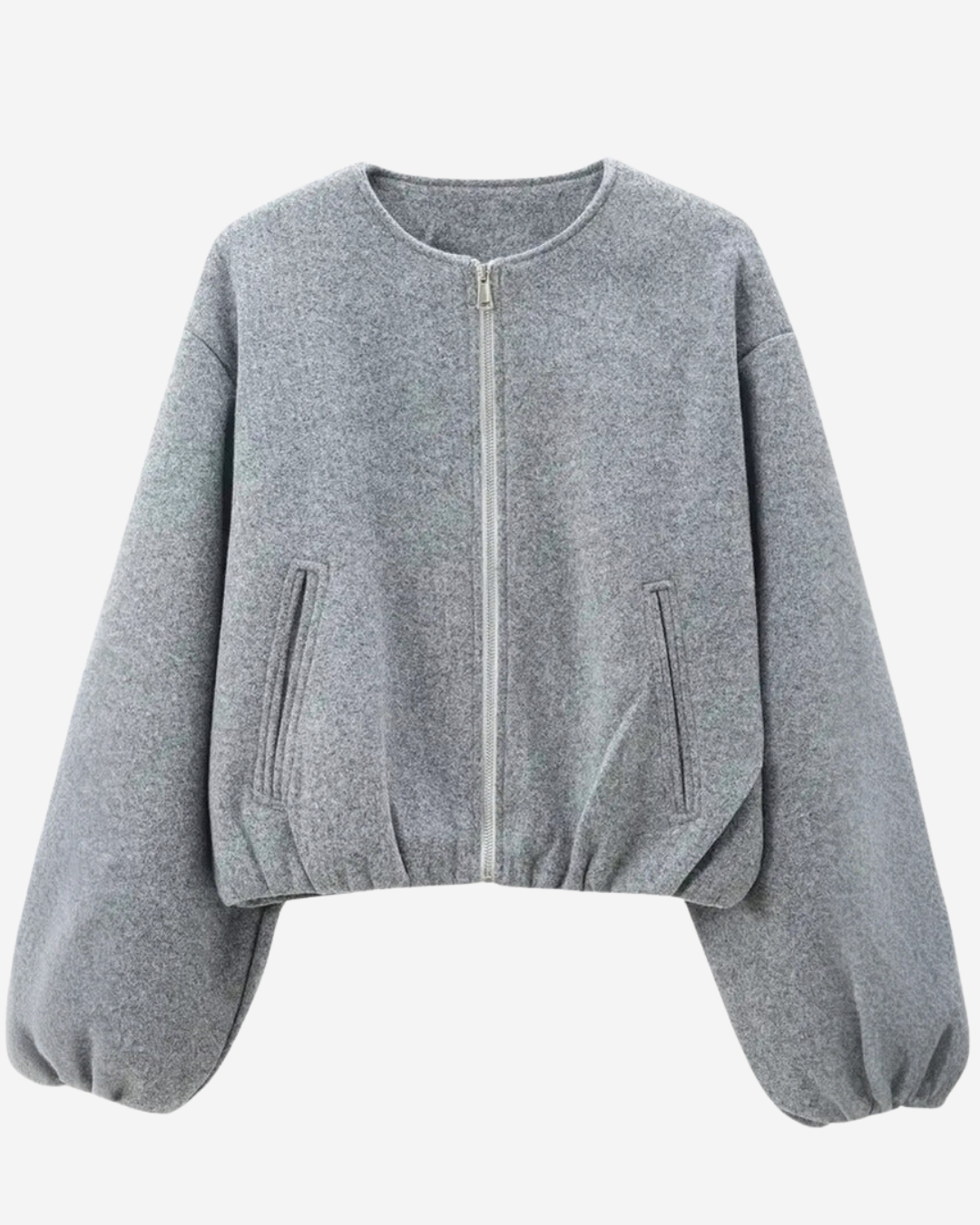 Althea | Women's Bomber Jacket Cropped Plush Balloon Sleeve