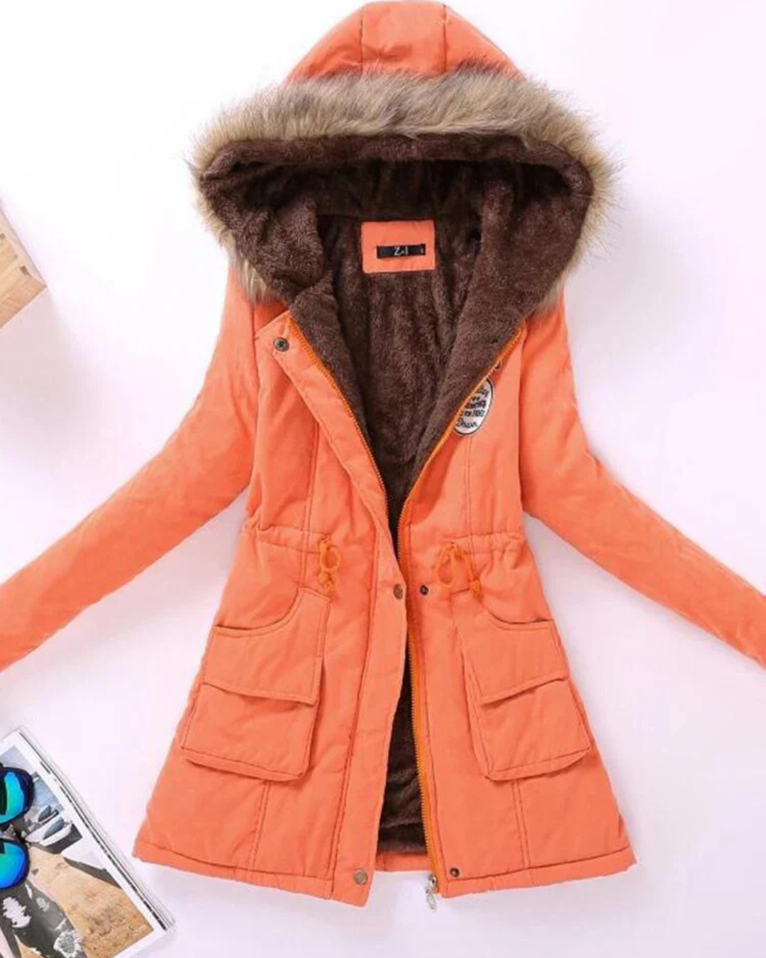 Elizabeth | Women's Parka Jacket Fleece Lined with Faux Fur Hood