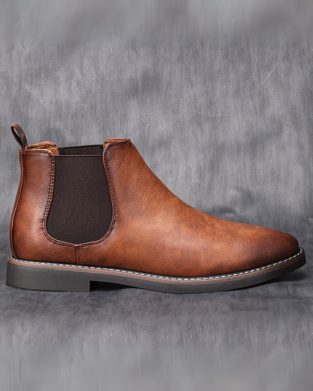 Louie | Men's Leather Chelsea Winter Boots Slip-On Elastic Panels
