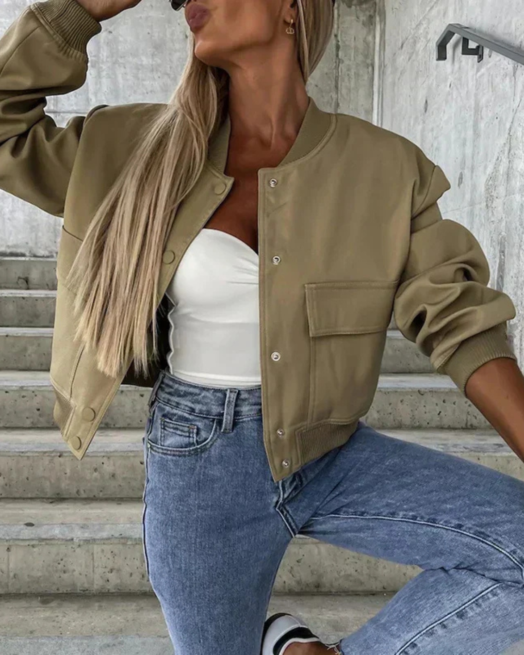 Anabelle | Women's Cropped Bomber Jacket Relaxed Fit