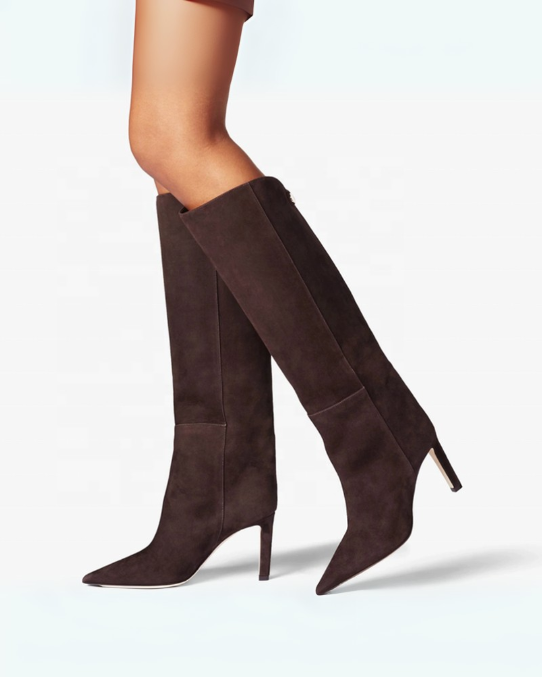 Selena | Women's Knee High Winter Boots Suede &amp; Leather Pointed Toe Stiletto