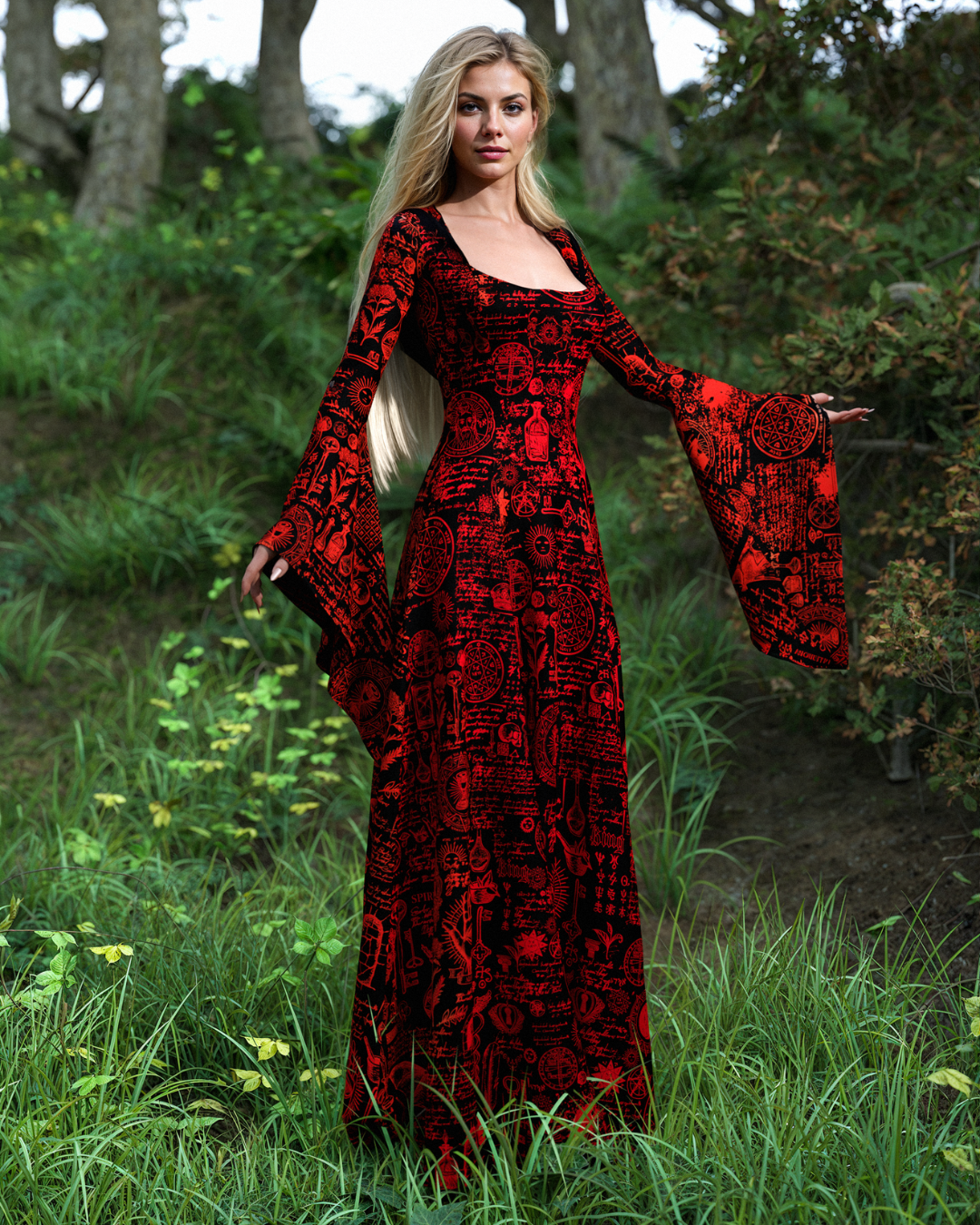 Nirvana | Women's Vampiric Ocult Witcher Halloween Long Dress