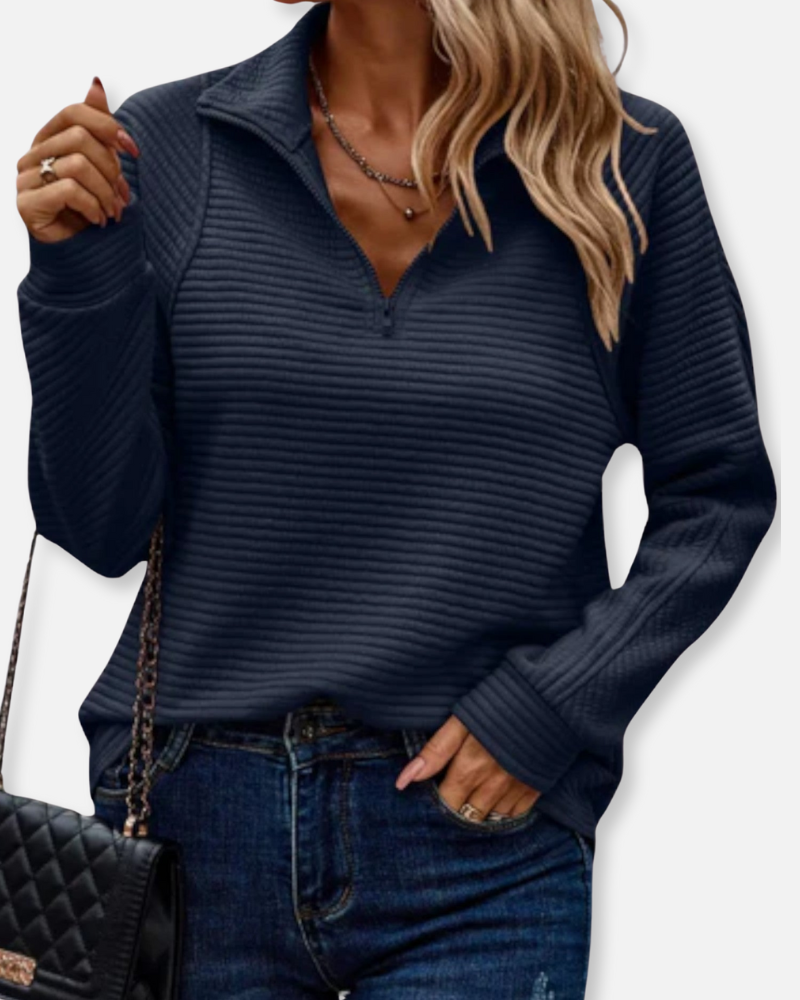 Lennox Ribbed Half-Zip Pullover – Effortless Comfort with a Touch of Sophistication