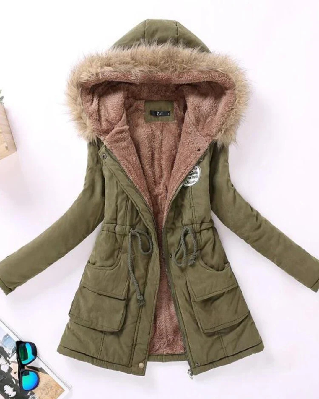 Elizabeth | Women's Parka Jacket Fleece Lined with Faux Fur Hood