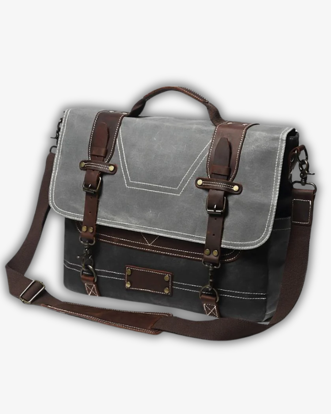 Vintage Canvas Laptop Messenger Bag – Waterproof, 15.7" Work Satchel