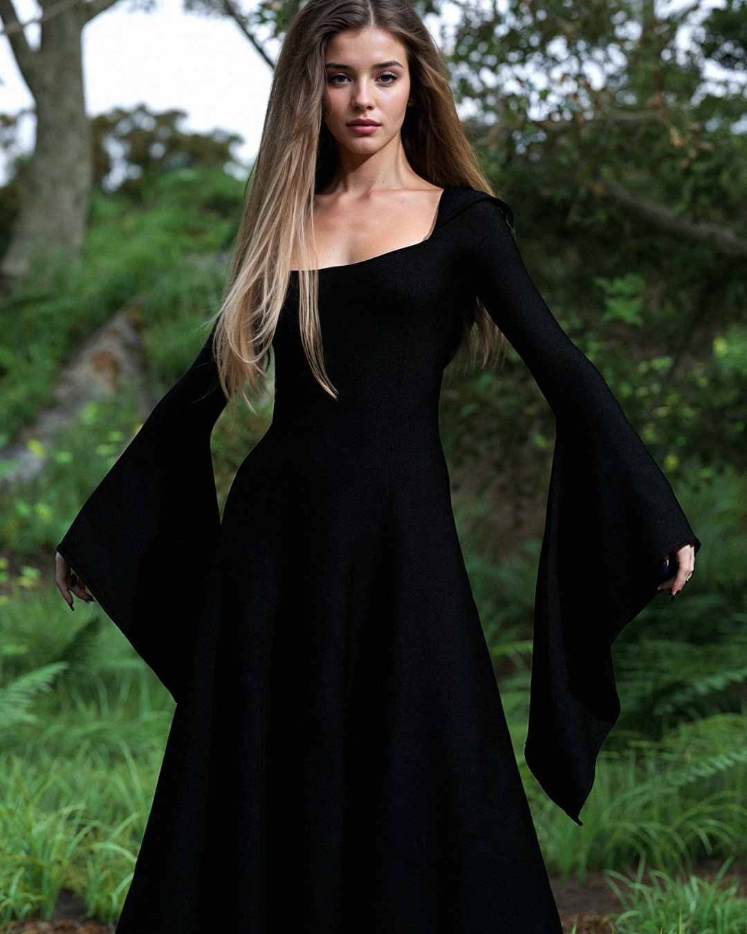 Isadhora | Women's Just Black Witcher Halloween Long Dress
