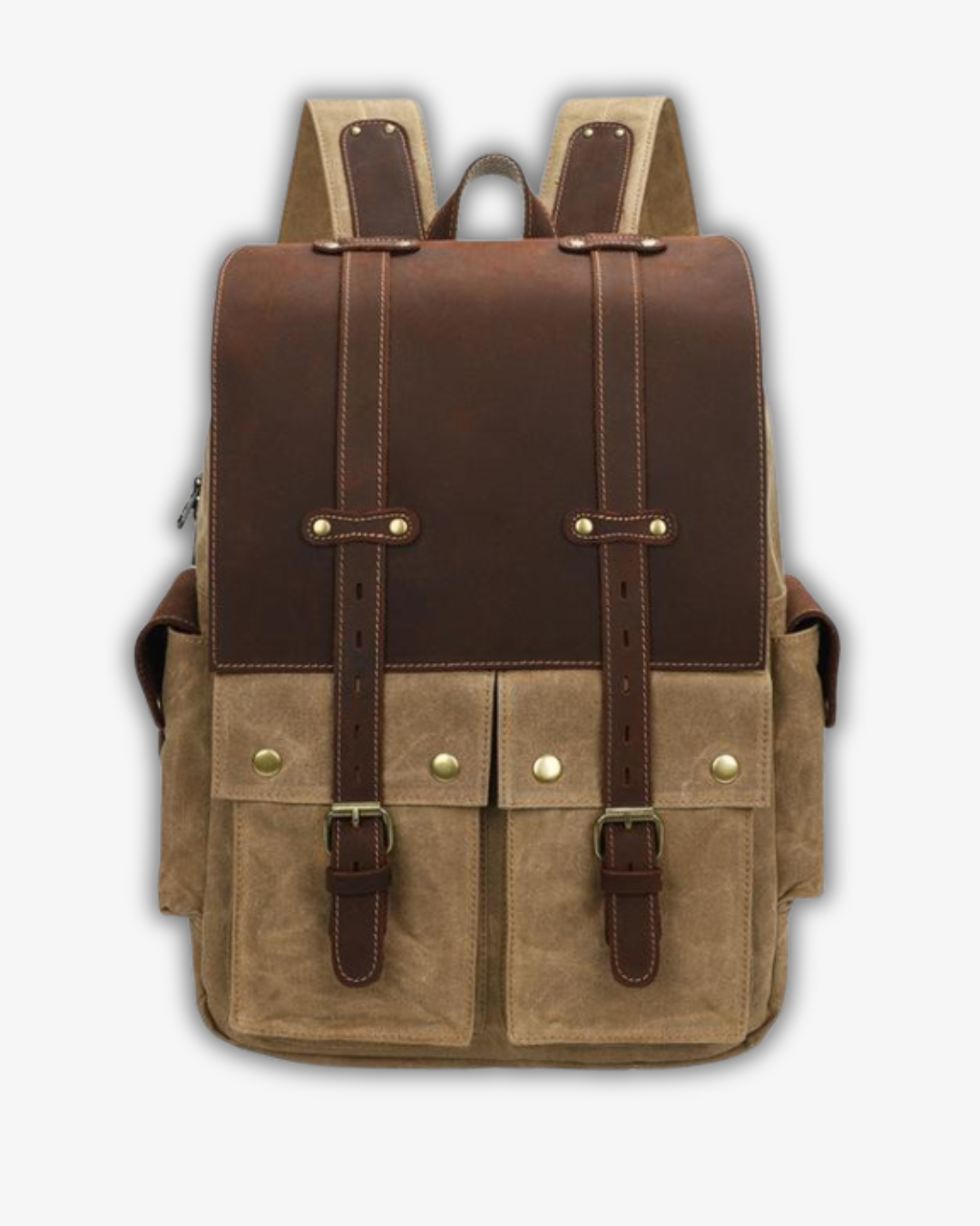 Vintage Canvas Laptop Rucksack – Waterproof, 25L, Leather Trim