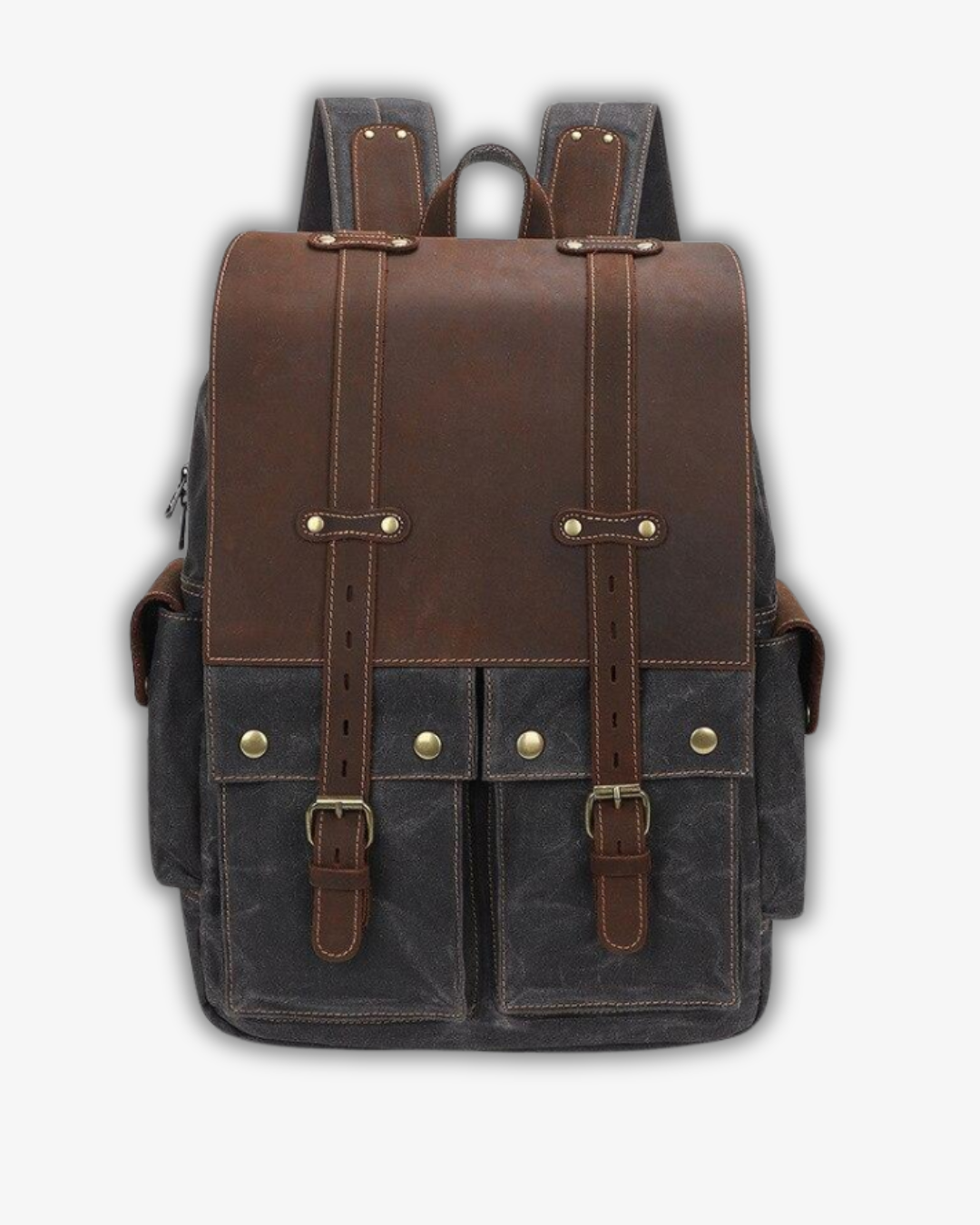 Vintage Canvas Laptop Rucksack – Waterproof, 25L, Leather Trim