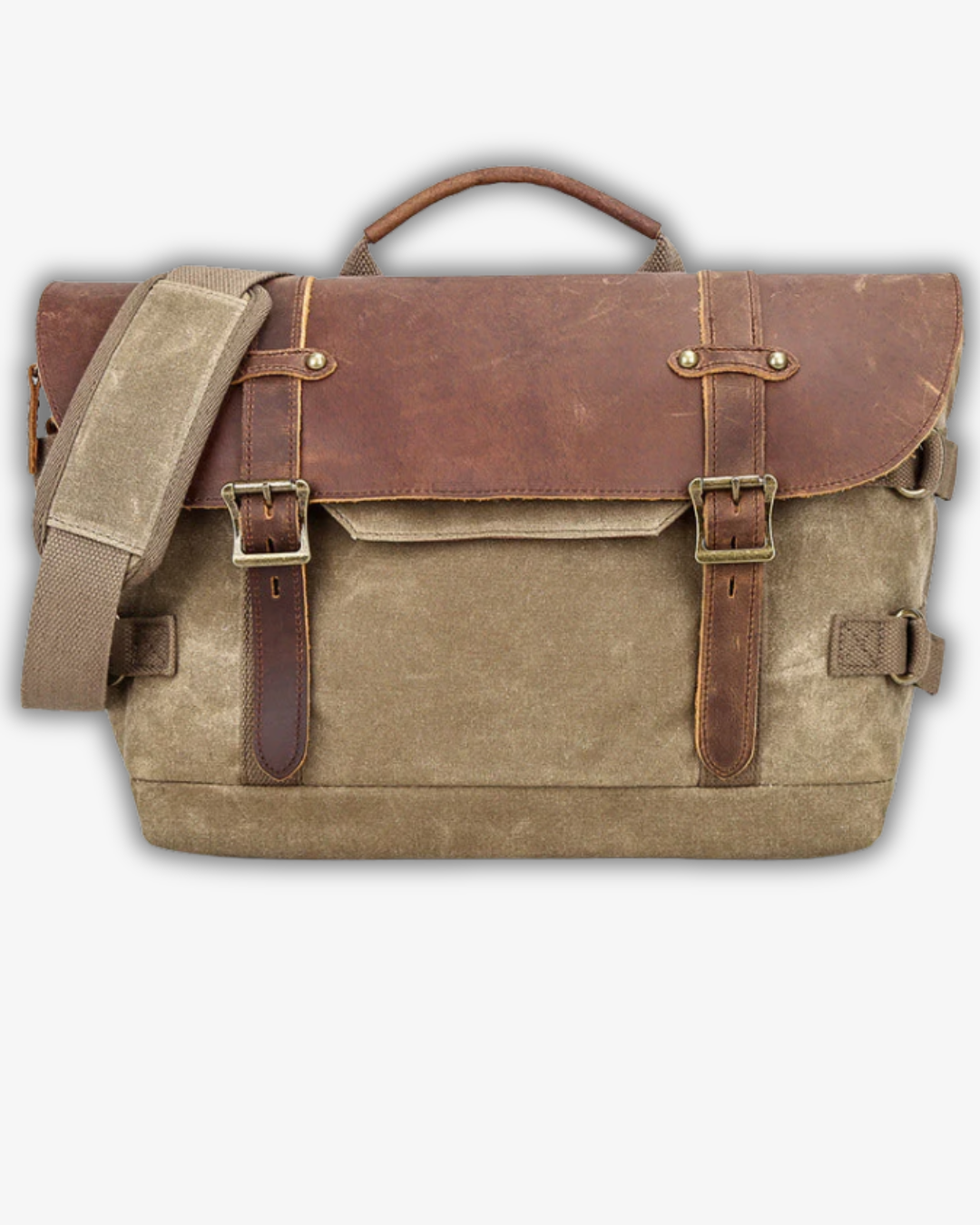 Men’s Vintage Camera Messenger Bag – Waxed Canvas Laptop Satchel 14'1"