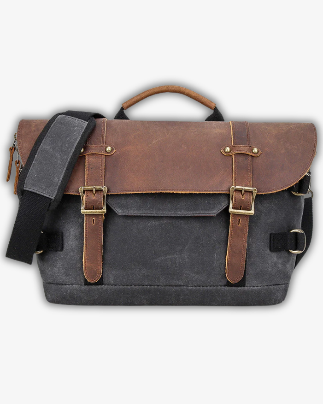 Men’s Vintage Camera Messenger Bag – Waxed Canvas Laptop Satchel 14'1"