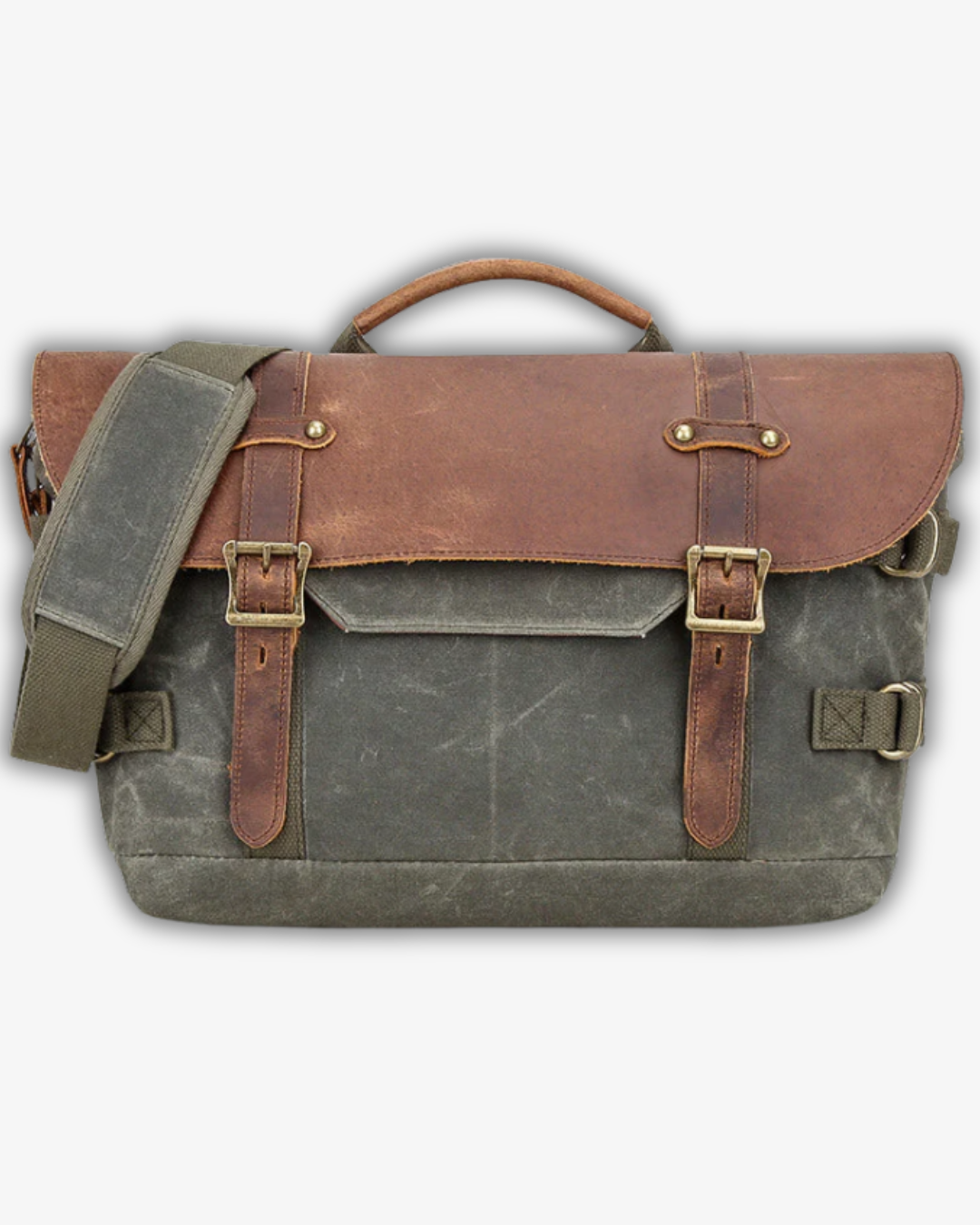 Men’s Vintage Camera Messenger Bag – Waxed Canvas Laptop Satchel 14'1"