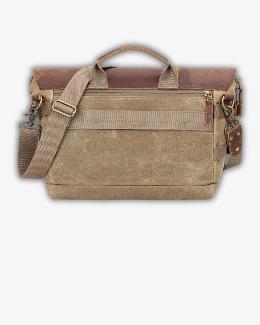 Men’s Vintage Camera Messenger Bag – Waxed Canvas Laptop Satchel 14'1"