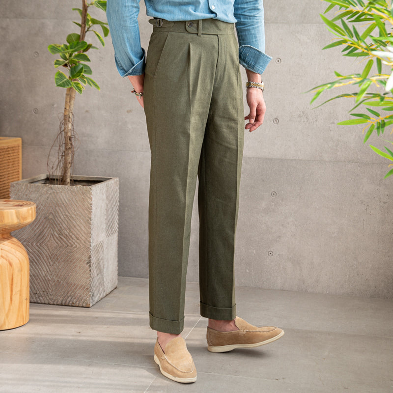 The Bordeaux Cotton-Blend High-Waisted Trousers – Effortless Elegance & Ultimate Comfort