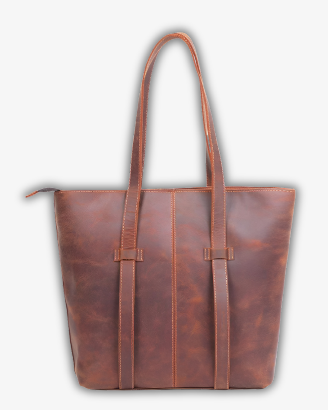Aurora Coffee Leather Tote | Timeless Retro Elegance