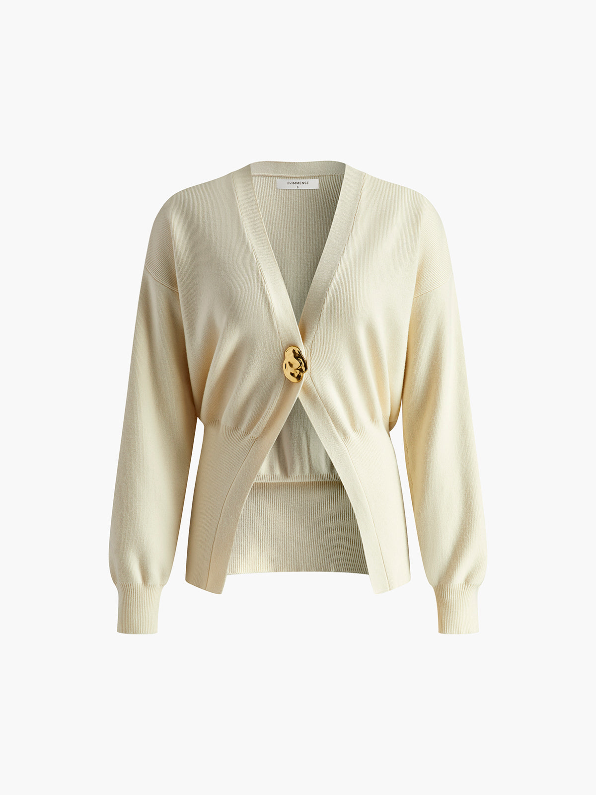 Women's Knit Cardigan - Soft Fabric - V-Neck - Long Sleeve - Golden Button Closure