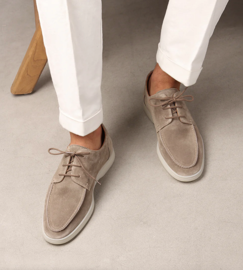 Men’s Suede Loafers - Lace-Up Moccasin Design - Soft & Flexible Sole - Smart Casual Wear