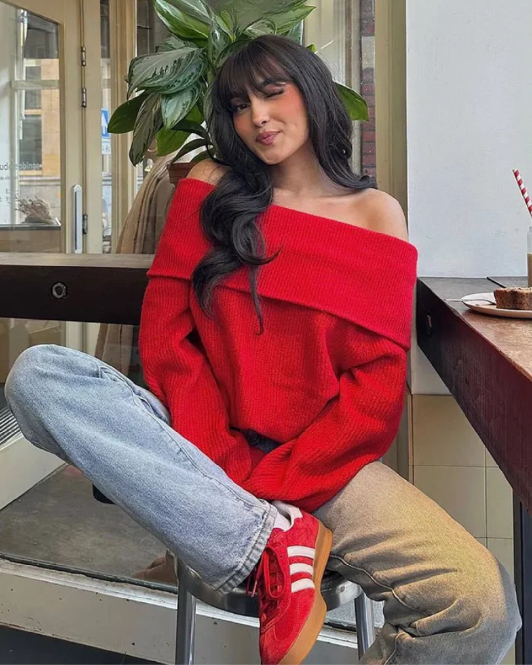 Luxe Off-Shoulder Ribbed Sweater – Effortless Elegance with a Modern Twist