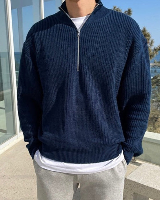Men’s Half-Zip Knit Sweater – Winter Stand Collar Pullover2