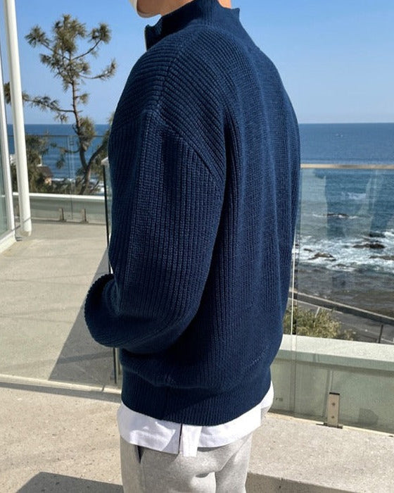 Men’s Half-Zip Knit Sweater – Winter Stand Collar Pullover3