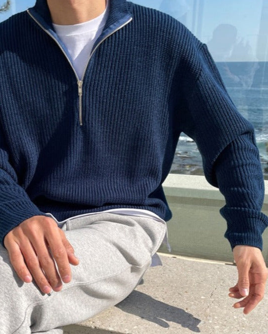 Men’s Half-Zip Knit Sweater – Winter Stand Collar Pullover4