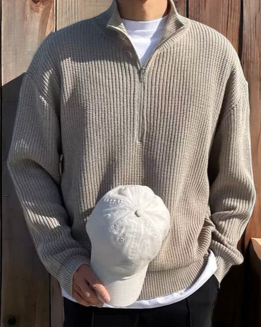Men’s Half-Zip Knit Sweater – Winter Stand Collar Pullover5