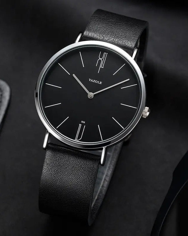 Men’s Quartz Dress Watch – Leather Strap & Vintage Dial