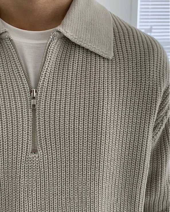Men’s Zip Neck Knit Jumper – Warm Casual Pullover for Autumn3