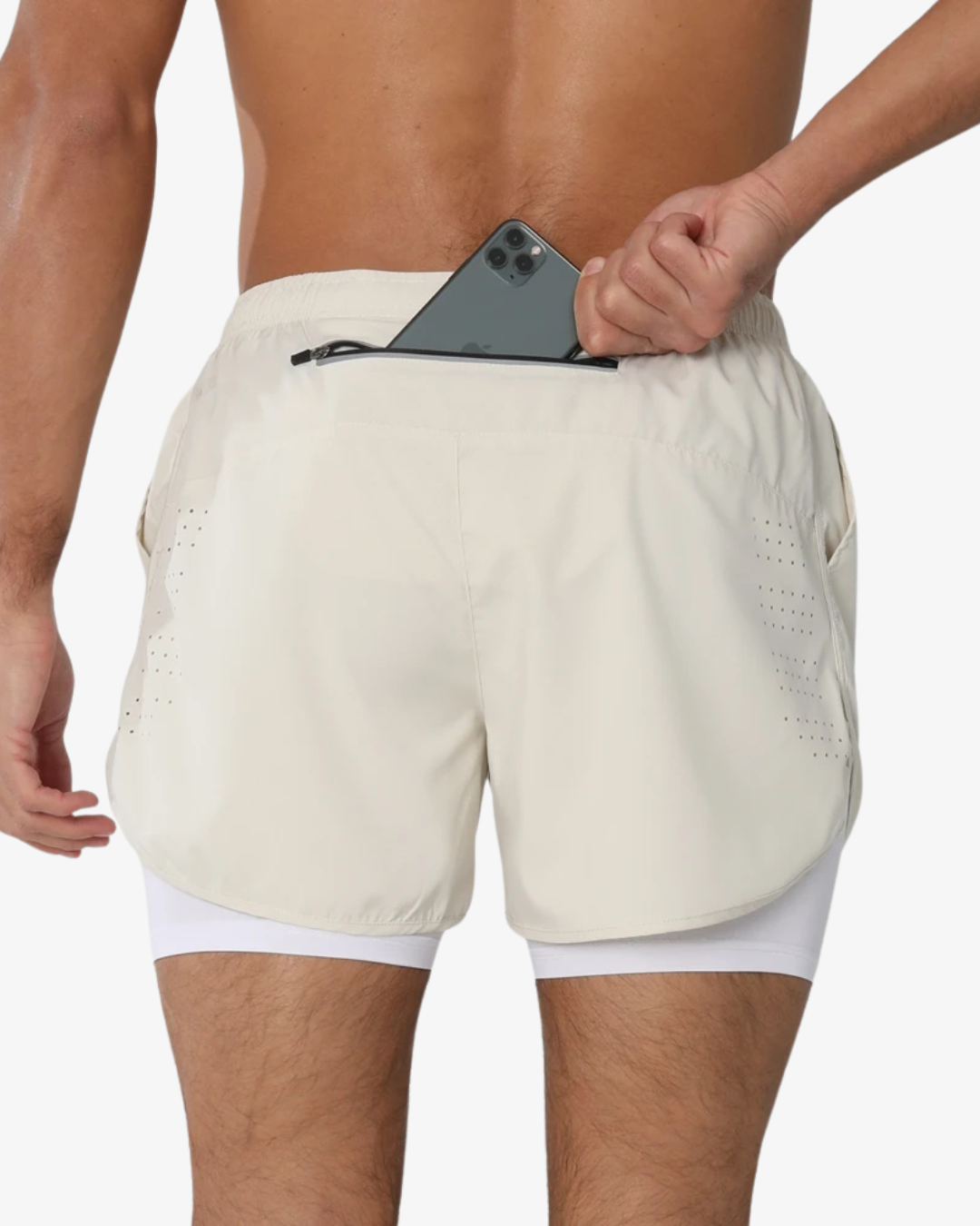 Men’s 2-in-1 Gym Shorts with Compression Liner & Zipped Pockets