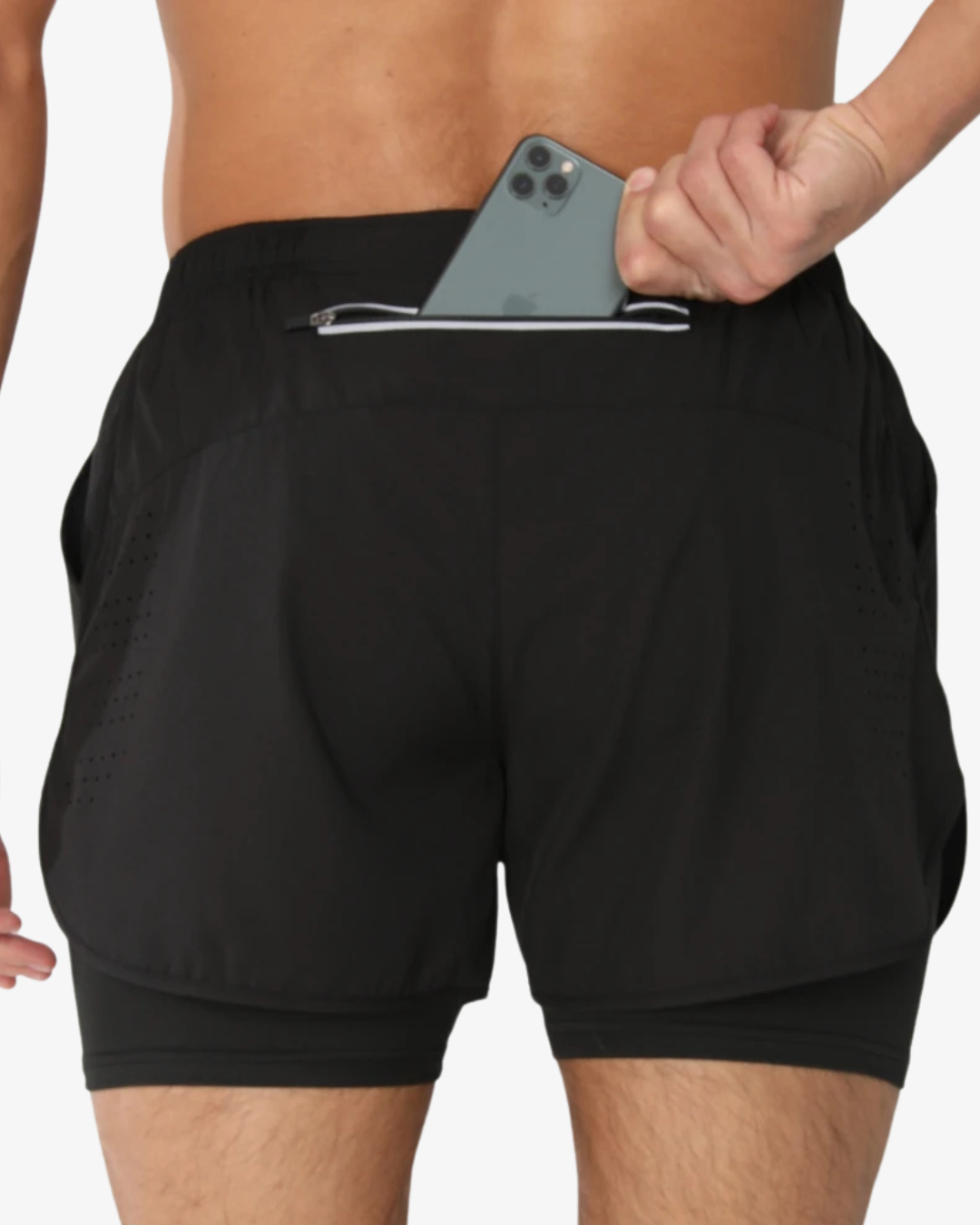 Men’s 2-in-1 Gym Shorts with Compression Liner & Zipped Pockets
