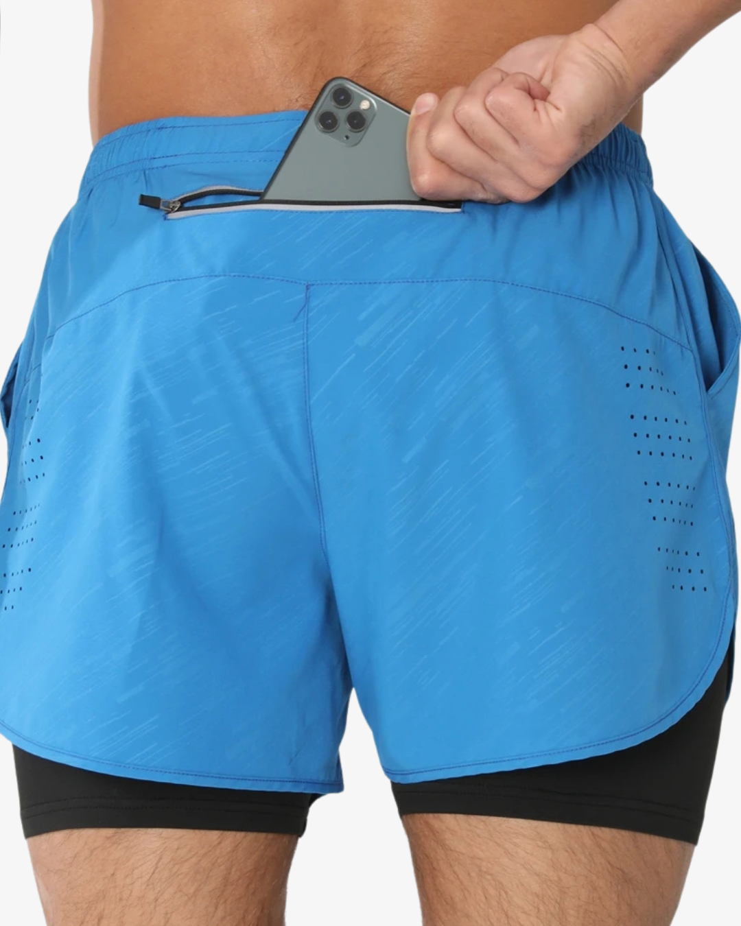 Men’s 2-in-1 Gym Shorts with Compression Liner & Zipped Pockets