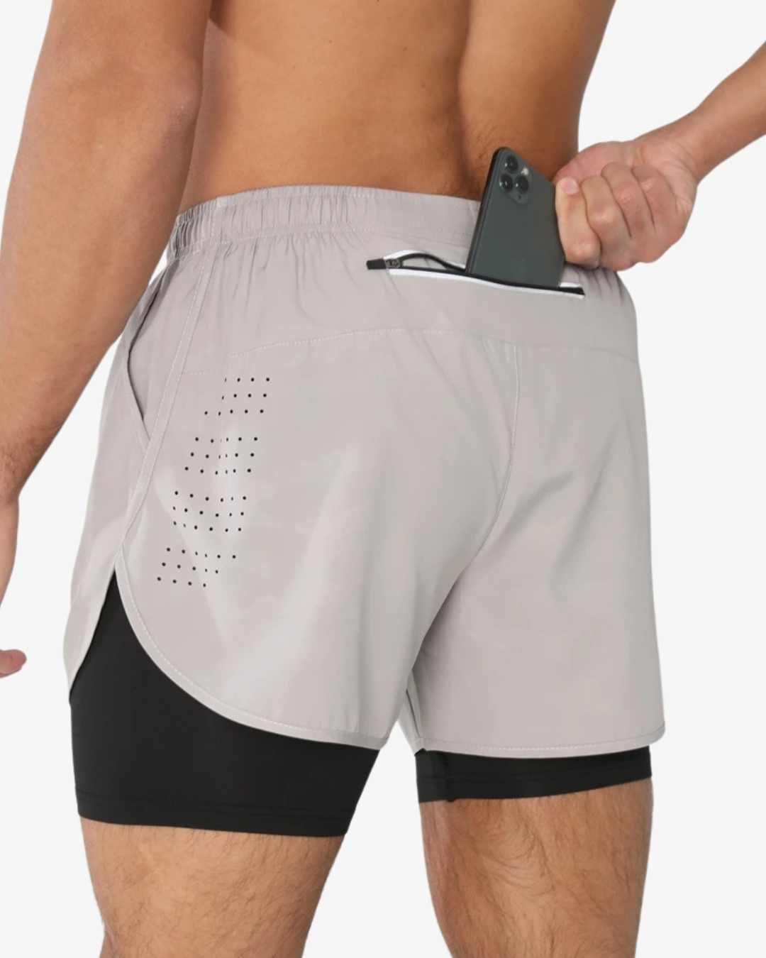 Men’s 2-in-1 Gym Shorts with Compression Liner & Zipped Pockets