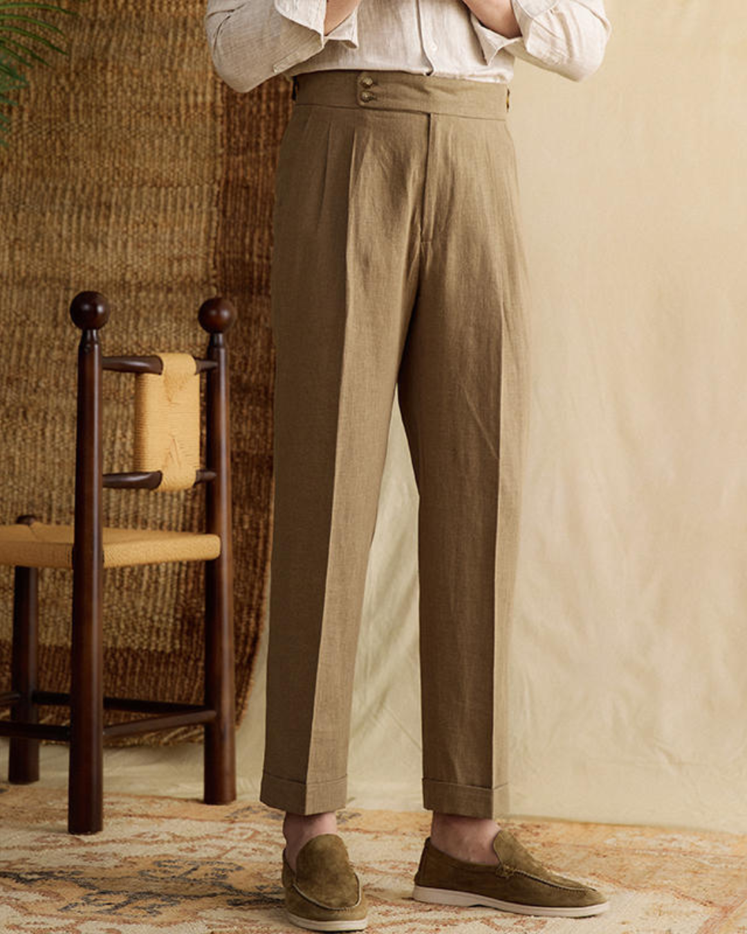 Men’s Slim Fit Formal Trousers – High Waist Interview Pants