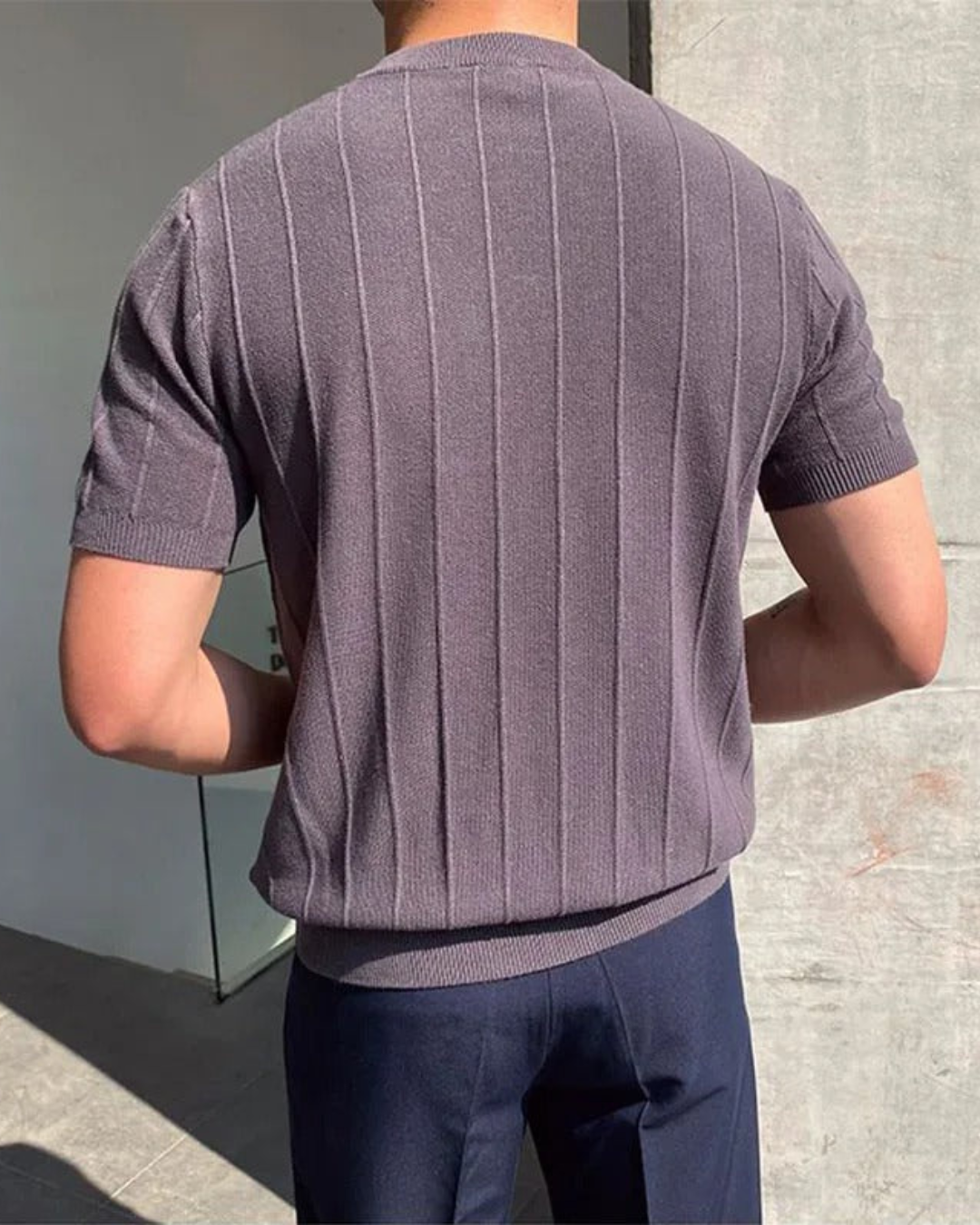 Men’s Slim Fit T-Shirt – Striped & Textured Luxury Tee