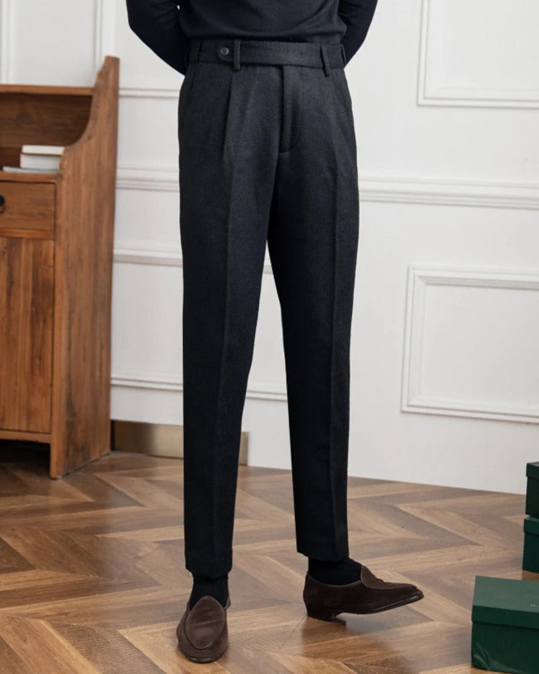 Harold | Men's Vintage Tweed Herringbone Trousers