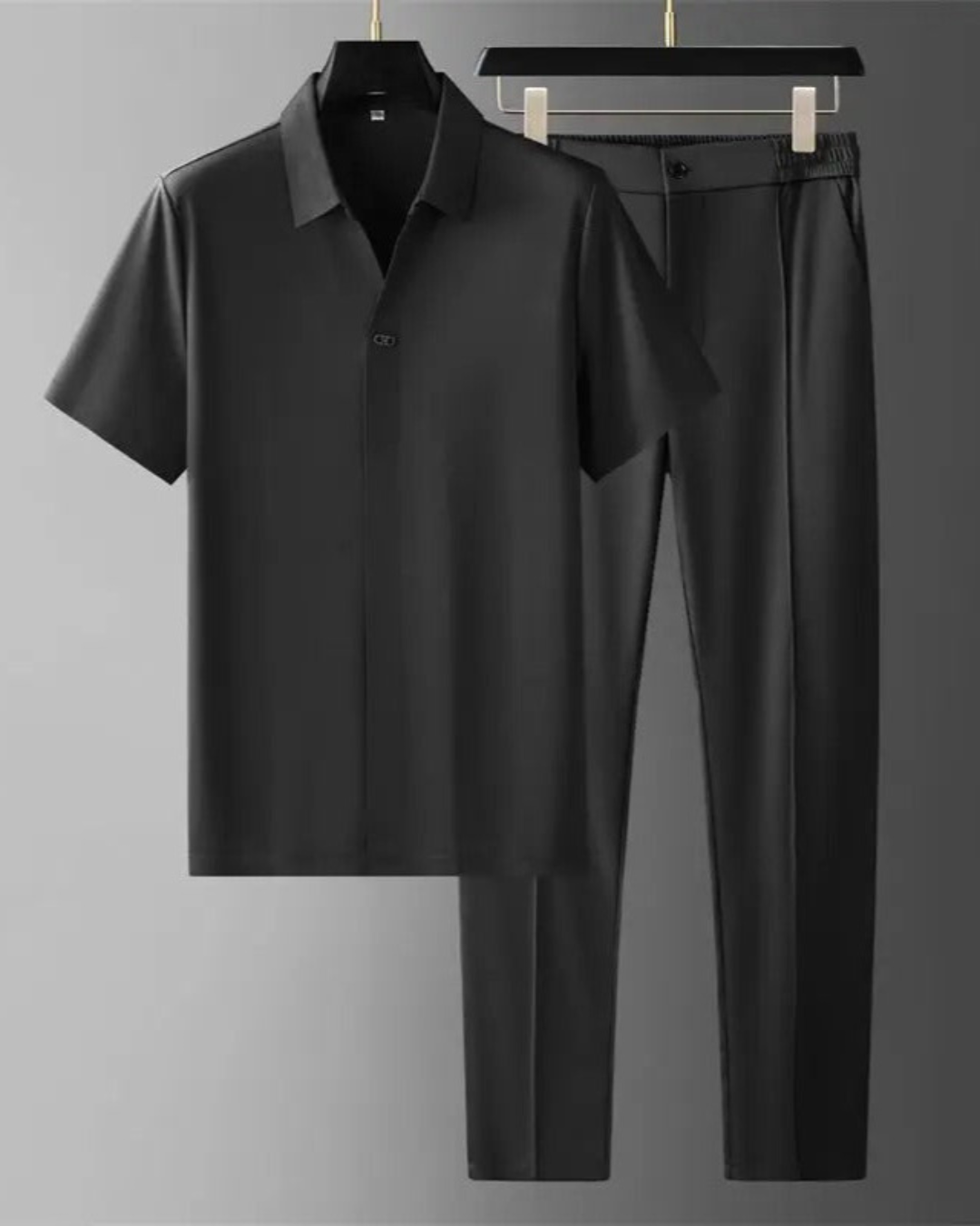 Men's Ice Silk Summer Set – Breathable T-Shirt & Elastic Waist Trousers